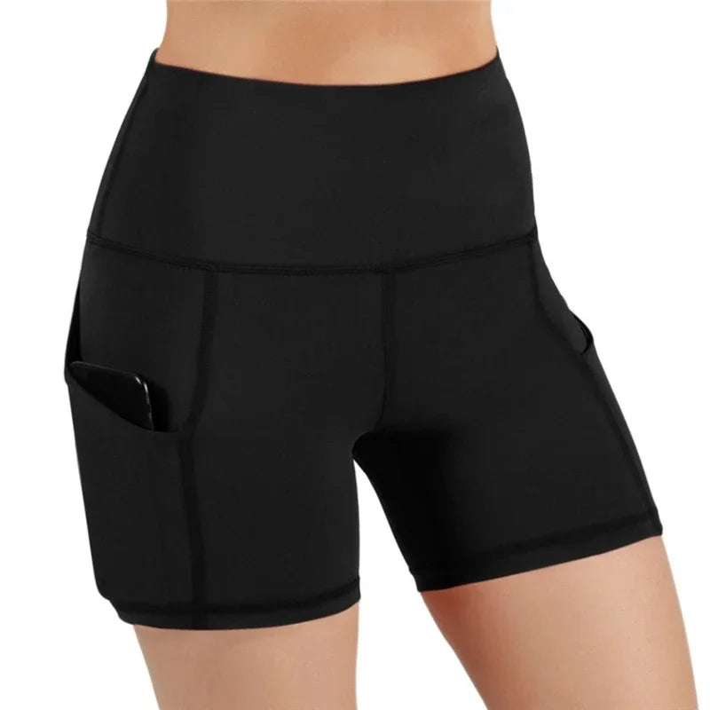 Women's High Waist Sports Shorts With Pockets