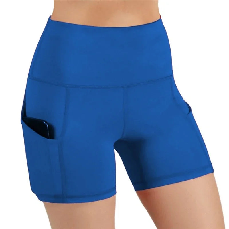 Women's High Waist Sports Shorts With Pockets