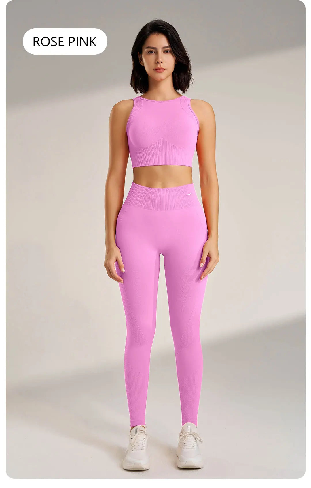 Women's Seamless High Waisted Leggings And Top Set