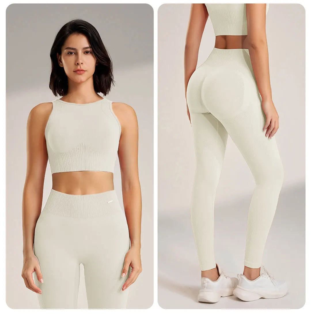 Women's Seamless High Waisted Leggings And Top Set