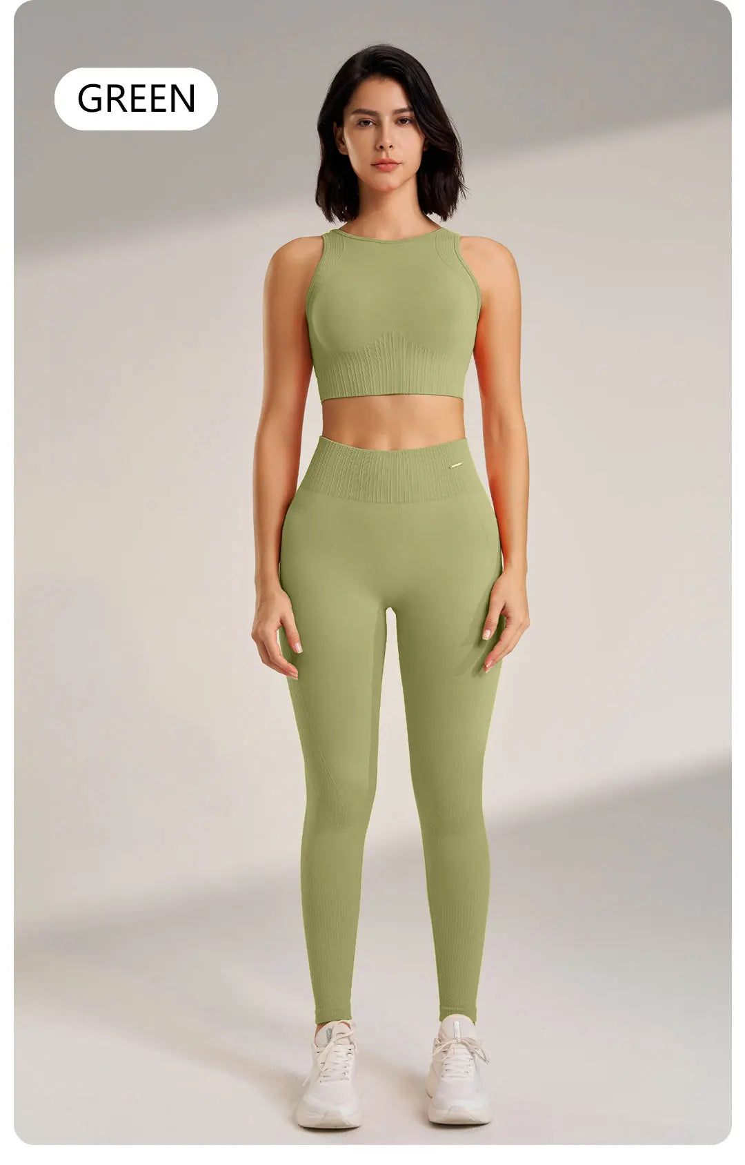 Women's Seamless High Waisted Leggings And Top Set