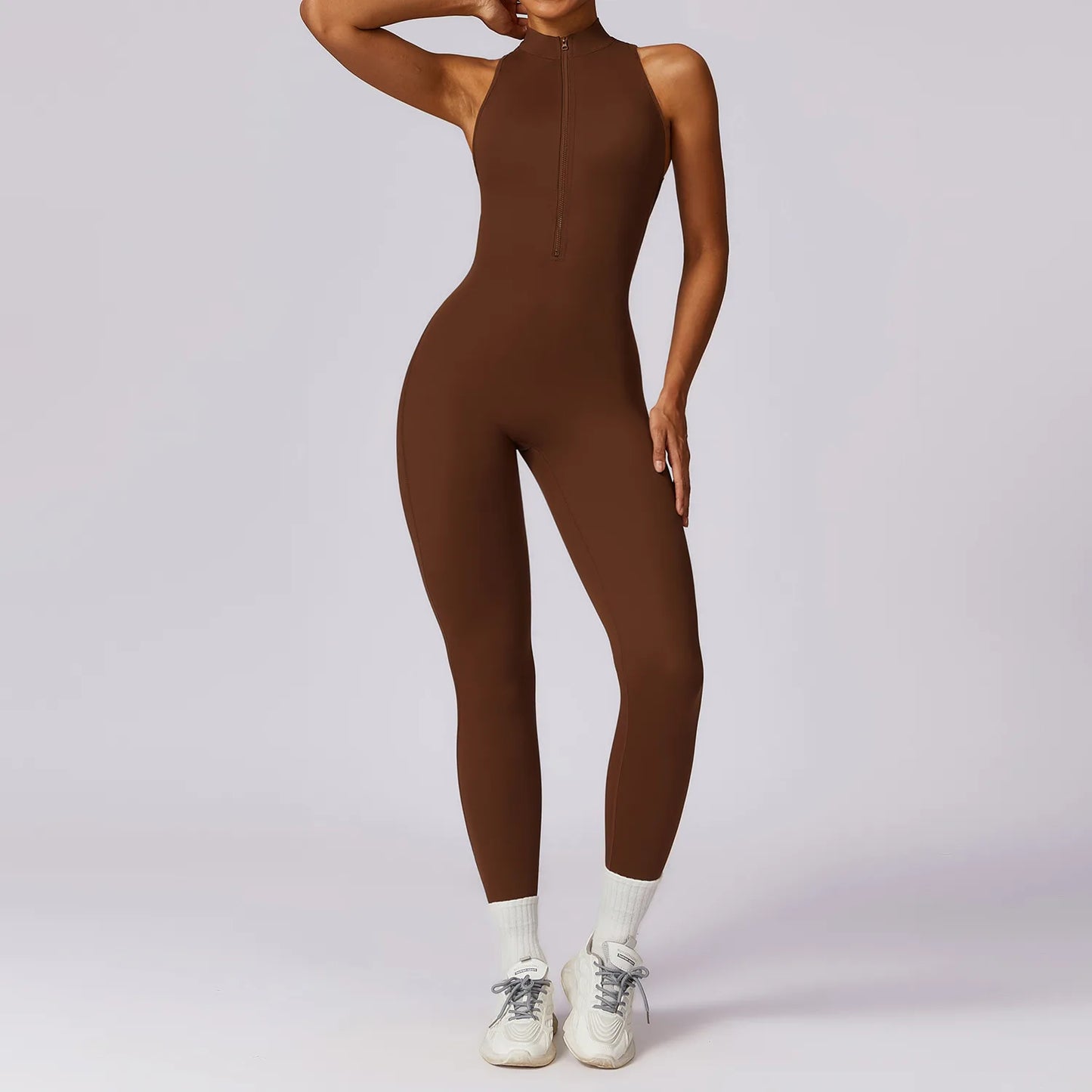 Women's V Back Sleeveless One-piece Bodysuit