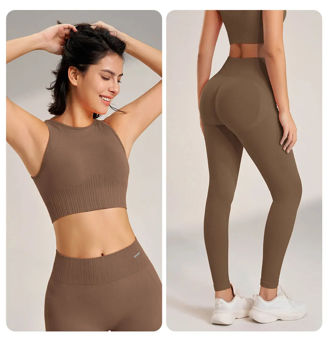 Women's Seamless High Waisted Leggings And Top Set