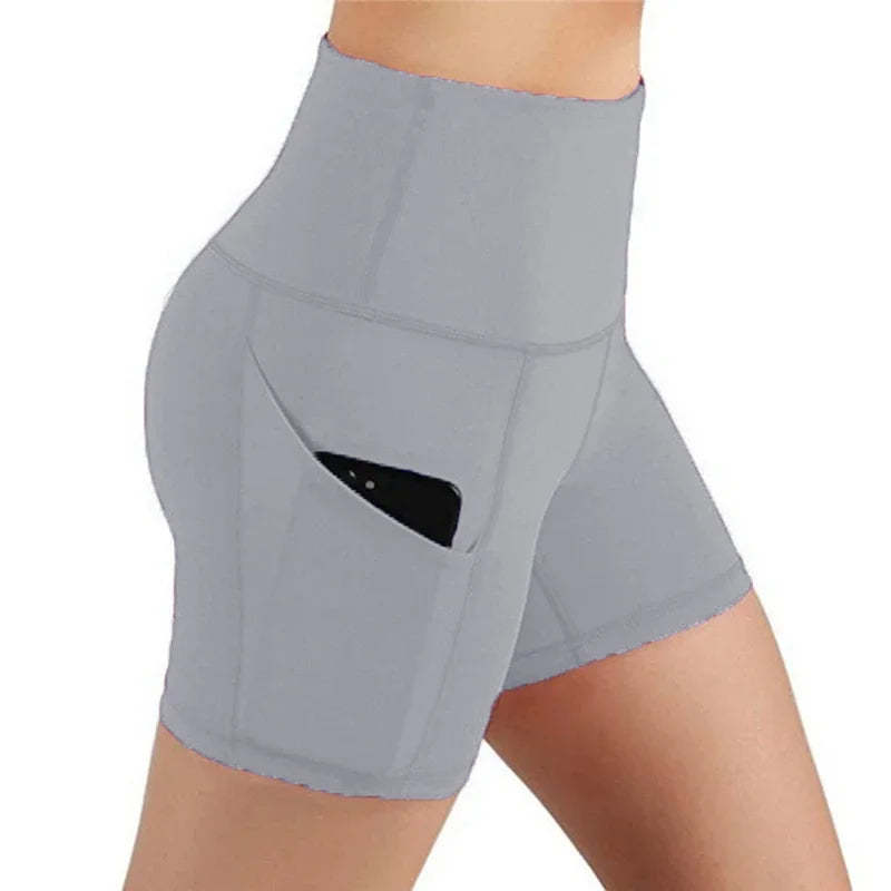 Women's High Waist Sports Shorts With Pockets