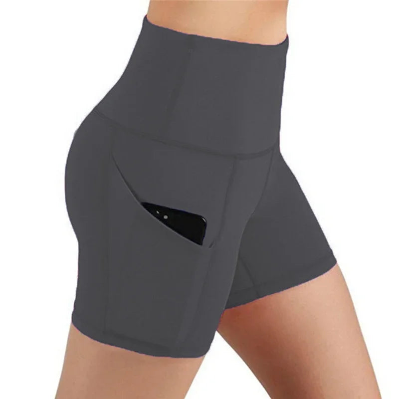 Women's High Waist Sports Shorts With Pockets