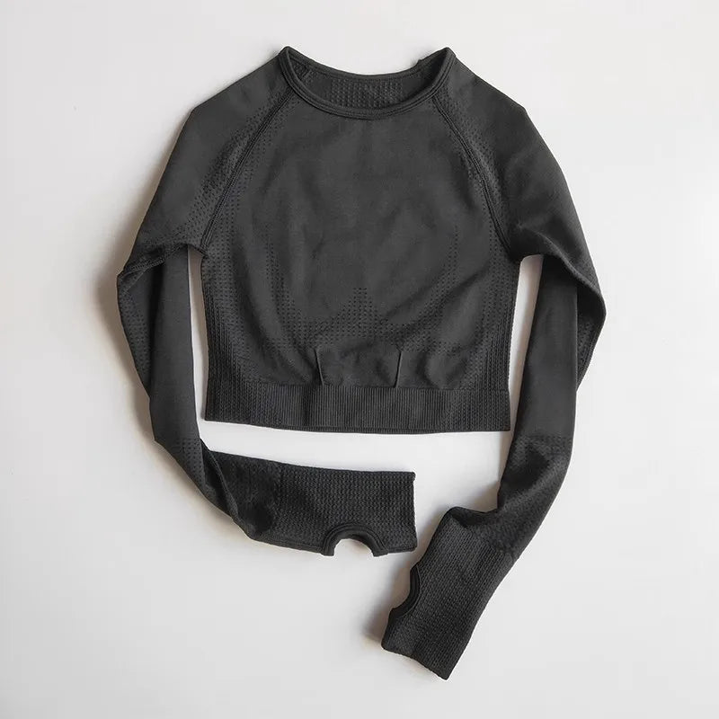 Seamless Crop Top Long Sleeves Shirts